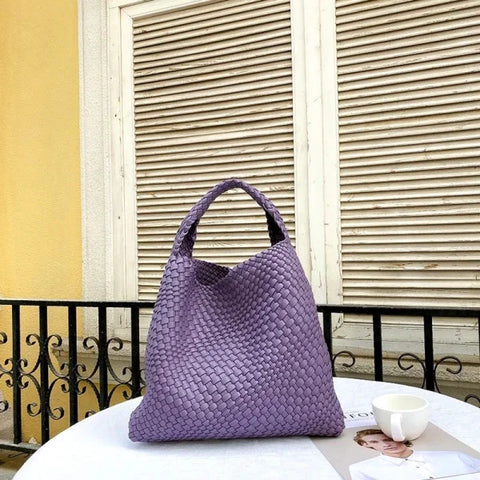 Luxury Leather Woven Tote Bag - Large Capacity Summer Beach Bag - Himpall