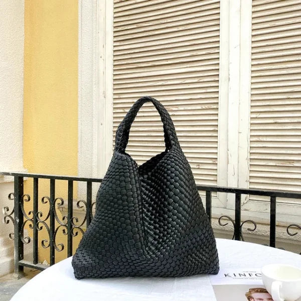Luxury Leather Woven Tote Bag - Large Capacity Summer Beach Bag - Himpall