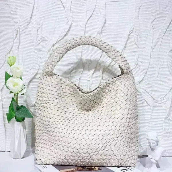 Luxury Leather Woven Tote Bag - Large Capacity Summer Beach Bag - Himpall
