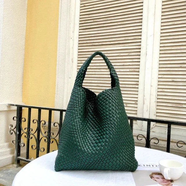 Luxury Leather Woven Tote Bag - Large Capacity Summer Beach Bag - Himpall
