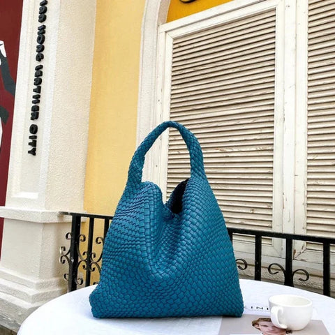 Luxury Leather Woven Tote Bag - Large Capacity Summer Beach Bag - Himpall