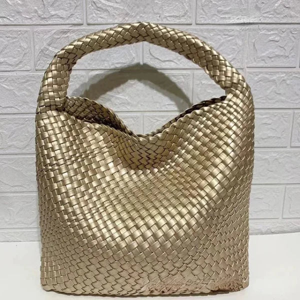 Luxury Leather Woven Tote Bag - Large Capacity Summer Beach Bag - Himpall