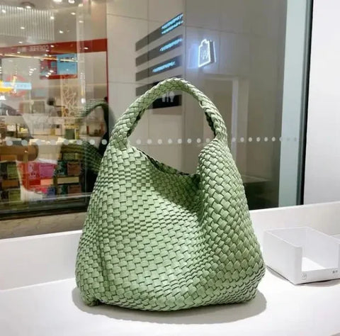 Luxury Leather Woven Tote Bag - Large Capacity Summer Beach Bag - Himpall