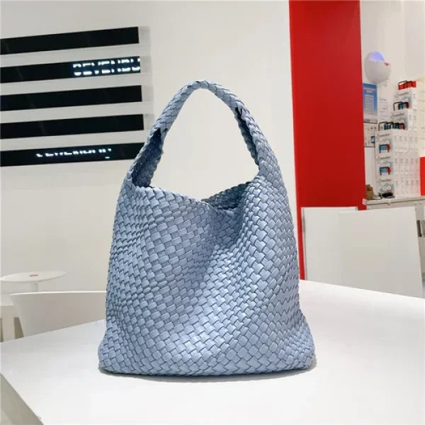 Luxury Leather Woven Tote Bag - Large Capacity Summer Beach Bag - Himpall
