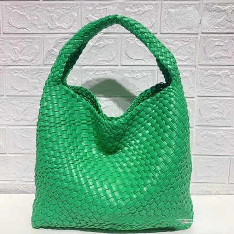Luxury Leather Woven Tote Bag - Large Capacity Summer Beach Bag - Himpall