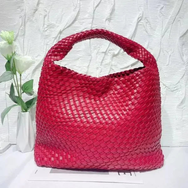 Luxury Leather Woven Tote Bag - Large Capacity Summer Beach Bag - Himpall