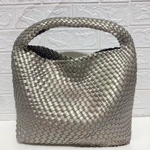 Luxury Leather Woven Tote Bag - Large Capacity Summer Beach Bag - Himpall