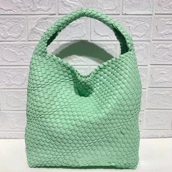 Luxury Leather Woven Tote Bag - Large Capacity Summer Beach Bag - Himpall