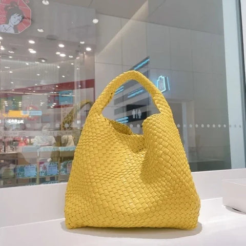 Luxury Leather Woven Tote Bag - Large Capacity Summer Beach Bag - Himpall