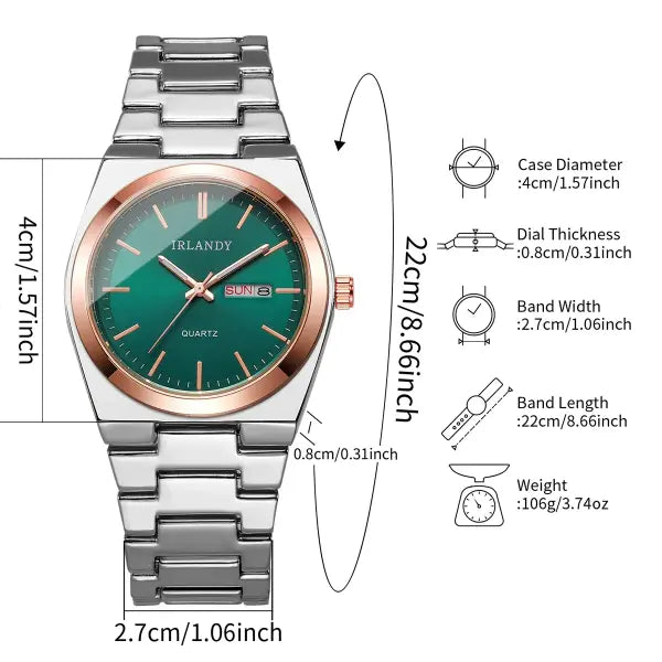 Luxury men business watches calendar quartz with alloy band type
