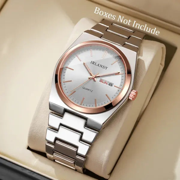 Luxury men business watches calendar quartz with alloy band type - A Without Box