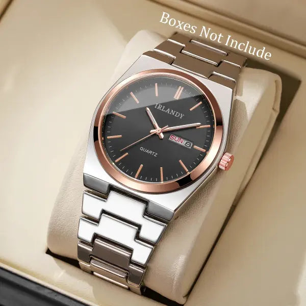 Luxury men business watches calendar quartz with alloy band type - B Without Box
