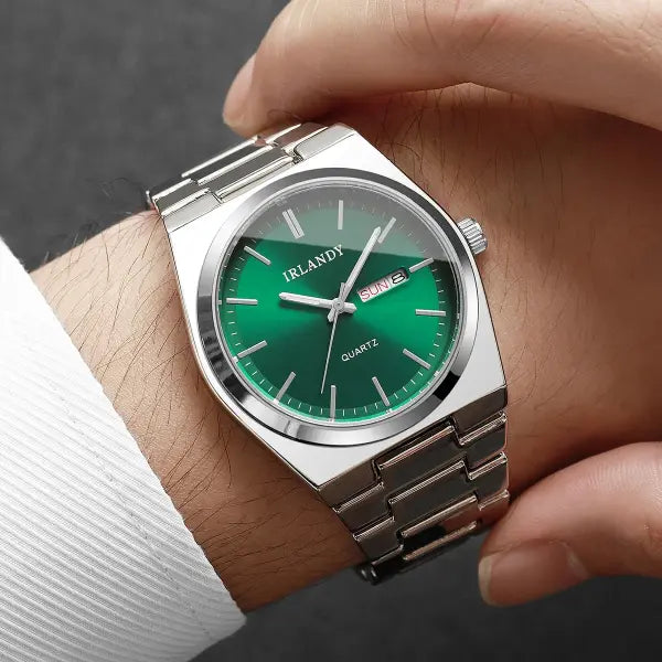 Luxury men business watches calendar quartz with alloy band type