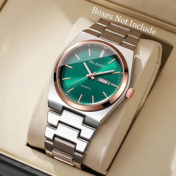 Luxury men business watches calendar quartz with alloy band type - D Without Box