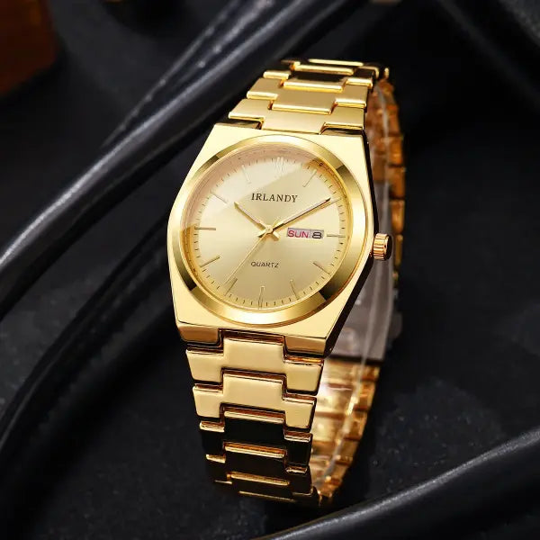 Luxury men business watches calendar quartz with alloy band type