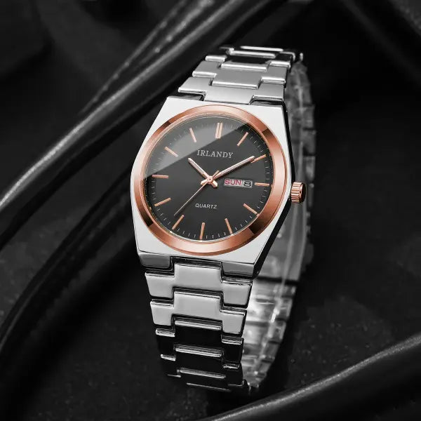 Luxury men business watches calendar quartz with alloy band type