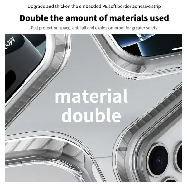 Luxury PE Striped Border Cover For Magsafe Magnetic Wireless Charge Clear Phone Case For iPhone 17 Air 16 15 14 13 12