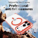 Luxury PE Striped Border Cover For Magsafe Magnetic Wireless Charge Clear Phone Case For iPhone 17 Air 16 15 14 13 12