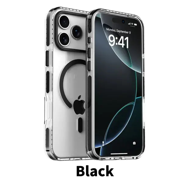 Luxury PE Striped Border Cover For Magsafe Magnetic Wireless Charge Clear Phone Case For iPhone 17 Air 16 15 14 13 12