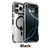 Luxury PE Striped Border Cover For Magsafe Magnetic Wireless Charge Clear Phone Case For iPhone 17 Air 16 15 14 13 12