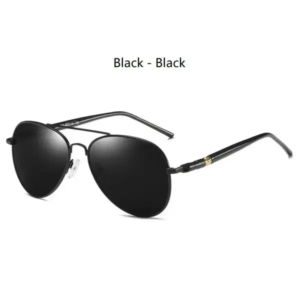 Luxury Pilot Eyewear Metal UV400 Protection Fashion Driving Sunglasses - 209(Black - Black)