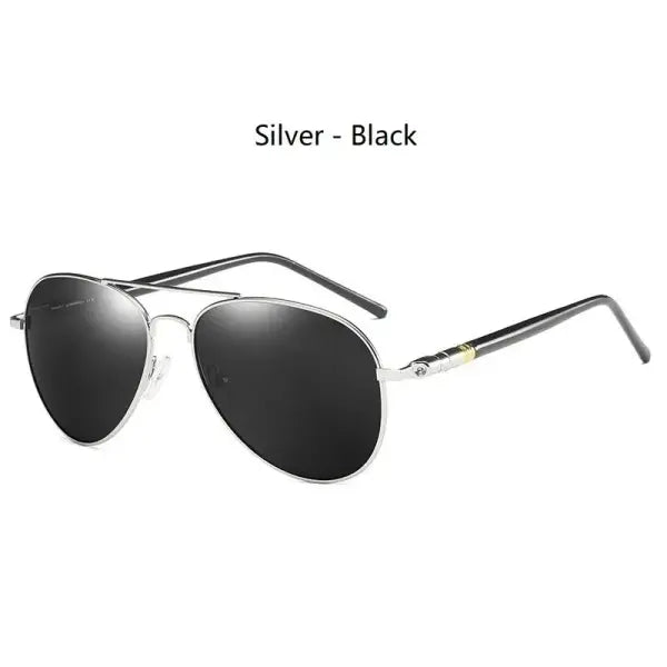 Luxury Pilot Eyewear Metal UV400 Protection Fashion Driving Sunglasses - 209(Silver - Black)
