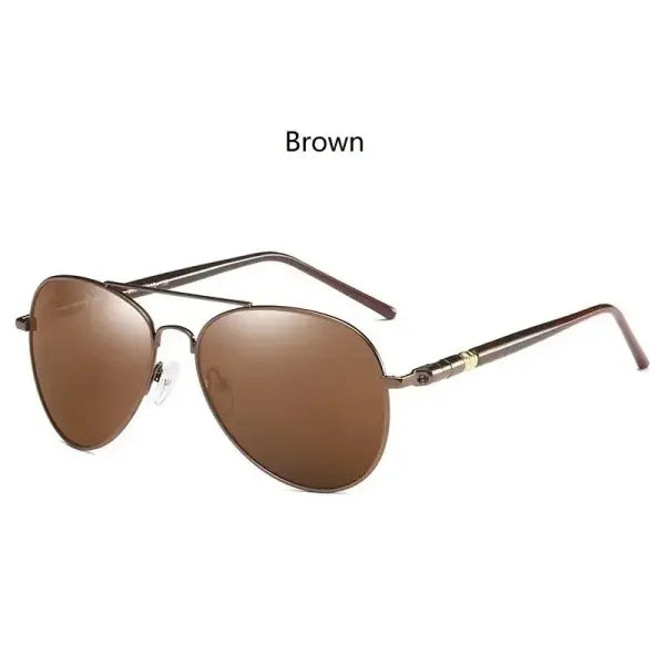 Luxury Pilot Eyewear Metal UV400 Protection Fashion Driving Sunglasses - 209(Brown)