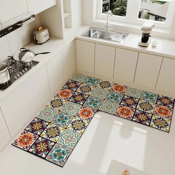 Luxury L-Shaped Kitchen Carpet – Non-Slip Waterproof & Easy to Clean - SY2075-PG / Customizable size