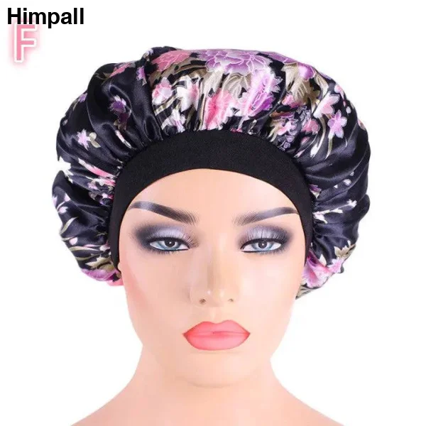 Satin silk Bonnet - F / Black pattern