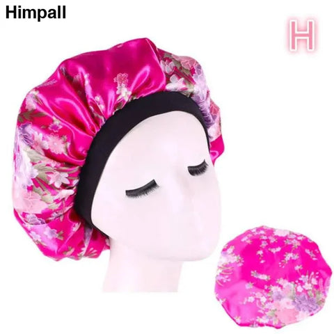 Satin silk Bonnet - H / Rose red patten