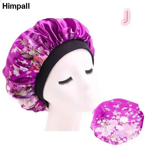 Satin silk Bonnet - J / Purple patten