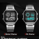 Luxury Stainless Steel Strap Sport Watches Men Military Digital Watches Waterproof Clock LED Men’s Sport Wristwatch