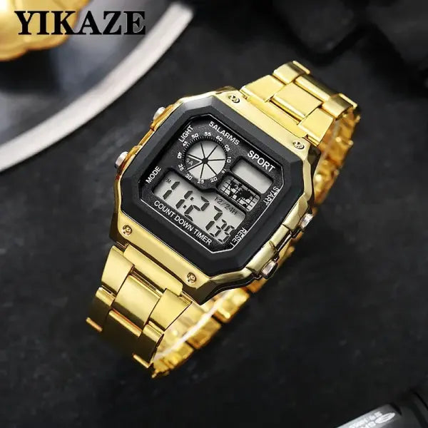 Luxury Stainless Steel Strap Sport Watches Men Military Digital Watches Waterproof Clock LED Men’s Sport Wristwatch