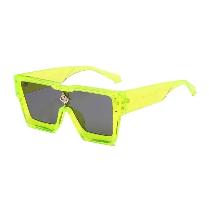 Luxury Sunglasses with Crystal Accents – SHAUNA Designer Sunglasses - Fluorescent Green / as the picture