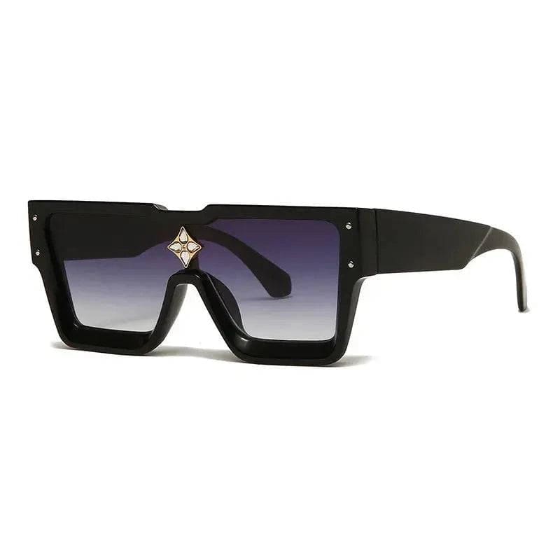 Luxury Sunglasses with Crystal Accents – SHAUNA Designer Sunglasses - Black Grey Gradient / as the picture