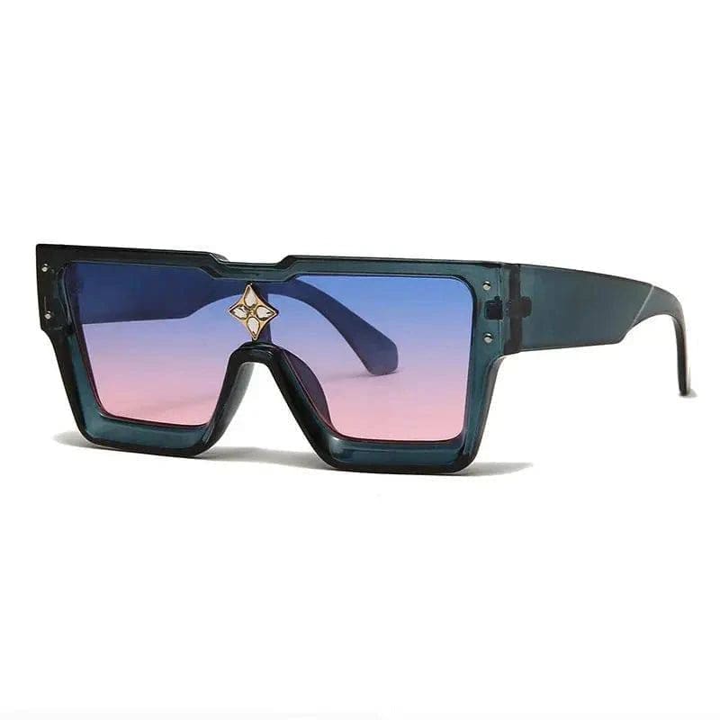 Luxury Sunglasses with Crystal Accents – SHAUNA Designer Sunglasses - Blue Pink Gradient / as the picture