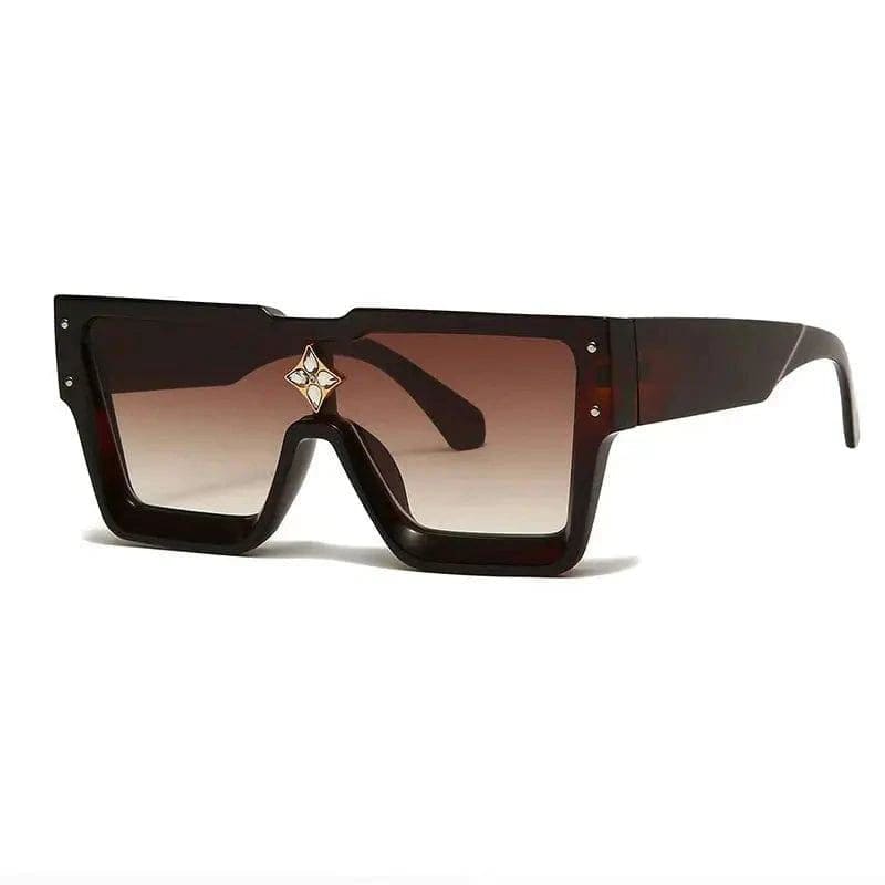 Luxury Sunglasses with Crystal Accents – SHAUNA Designer Sunglasses - Brown Tea / as the picture