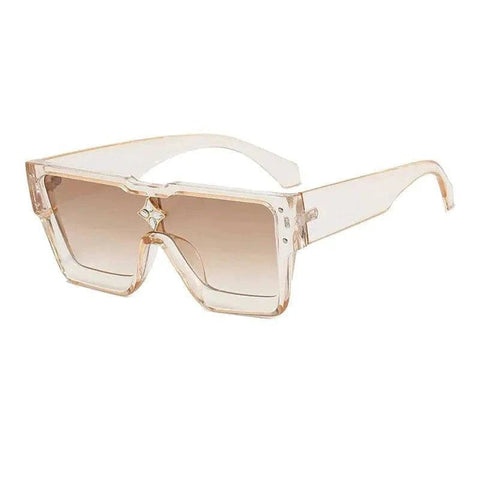 Luxury Sunglasses with Crystal Accents – SHAUNA Designer Sunglasses - Champagne Tea / as the picture