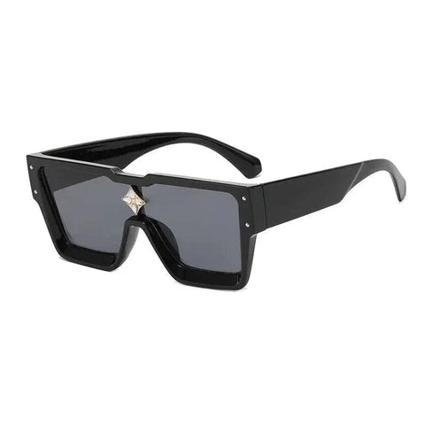 Luxury Sunglasses with Crystal Accents – SHAUNA Designer Sunglasses - Glossy Black Grey / as the picture