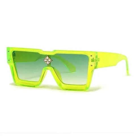 Luxury Sunglasses with Crystal Accents – SHAUNA Designer Sunglasses - Green Gradient / as the picture