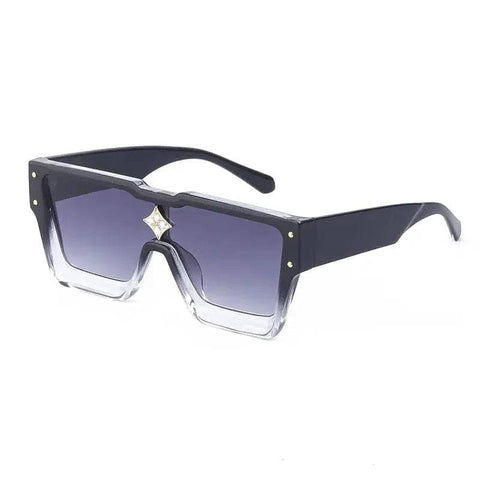 Luxury Sunglasses with Crystal Accents – SHAUNA Designer Sunglasses - Half Black Grey / as the picture