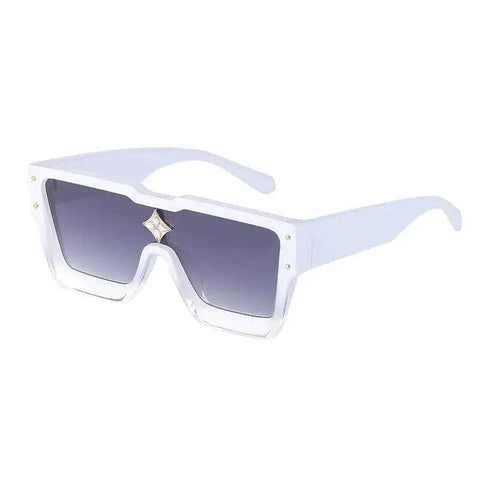 Luxury Sunglasses with Crystal Accents – SHAUNA Designer Sunglasses - Half White Grey / as the picture