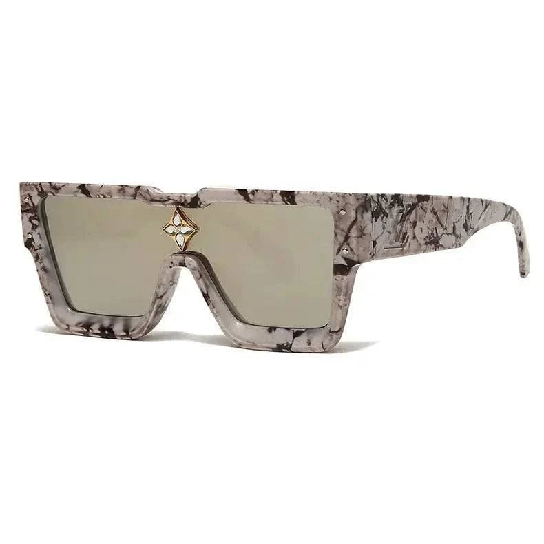 Luxury Sunglasses with Crystal Accents – SHAUNA Designer Sunglasses - Marbling Silver / as the picture