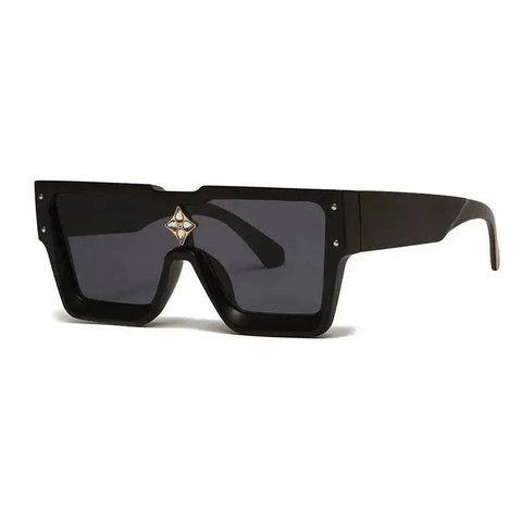 Luxury Sunglasses with Crystal Accents – SHAUNA Designer Sunglasses - Matte Black Grey / as the picture