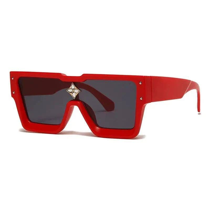 Luxury Sunglasses with Crystal Accents – SHAUNA Designer Sunglasses - Red Grey / as the picture