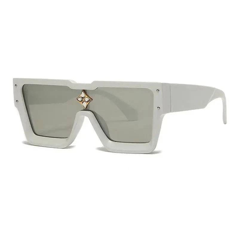 Luxury Sunglasses with Crystal Accents – SHAUNA Designer Sunglasses - White Frame Silver / as the picture