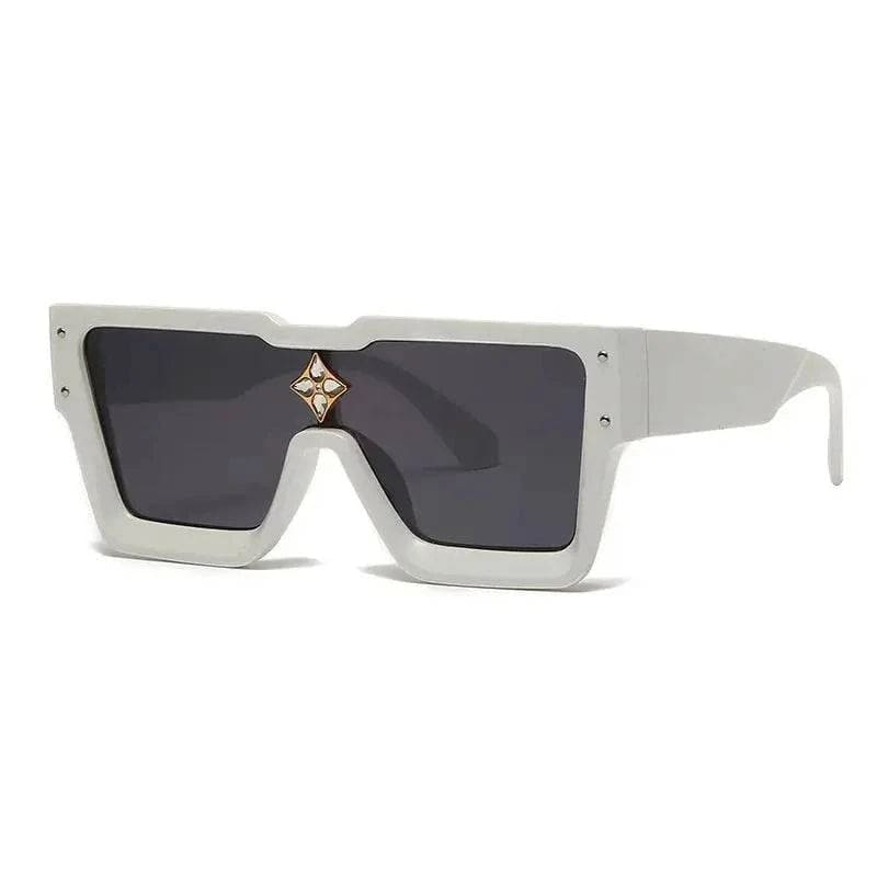 Luxury Sunglasses with Crystal Accents – SHAUNA Designer Sunglasses - White Grey / as the picture