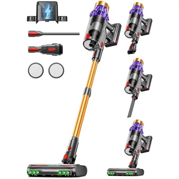 VAKERR Cordless Vacuum Cleaner 80KPA – 90 Min Runtime - Gold / Australia / 100V-240V EU Plug