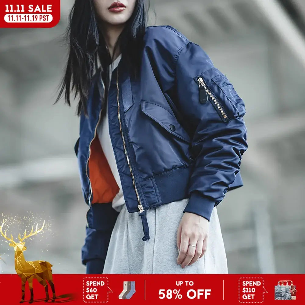 Maden Women Autumn and Winter Thickened Jacket Windproof Baseball Cotton Jacket Casual Outerwear Jacket Tops