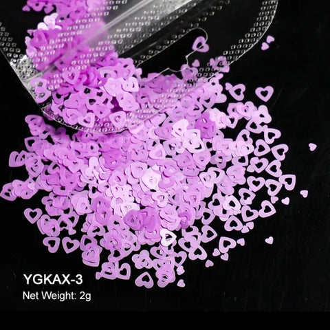 2g Holographic Nail Art Glitter – Love Heart Flakes & Sequins for Manicure - YGKAX-03